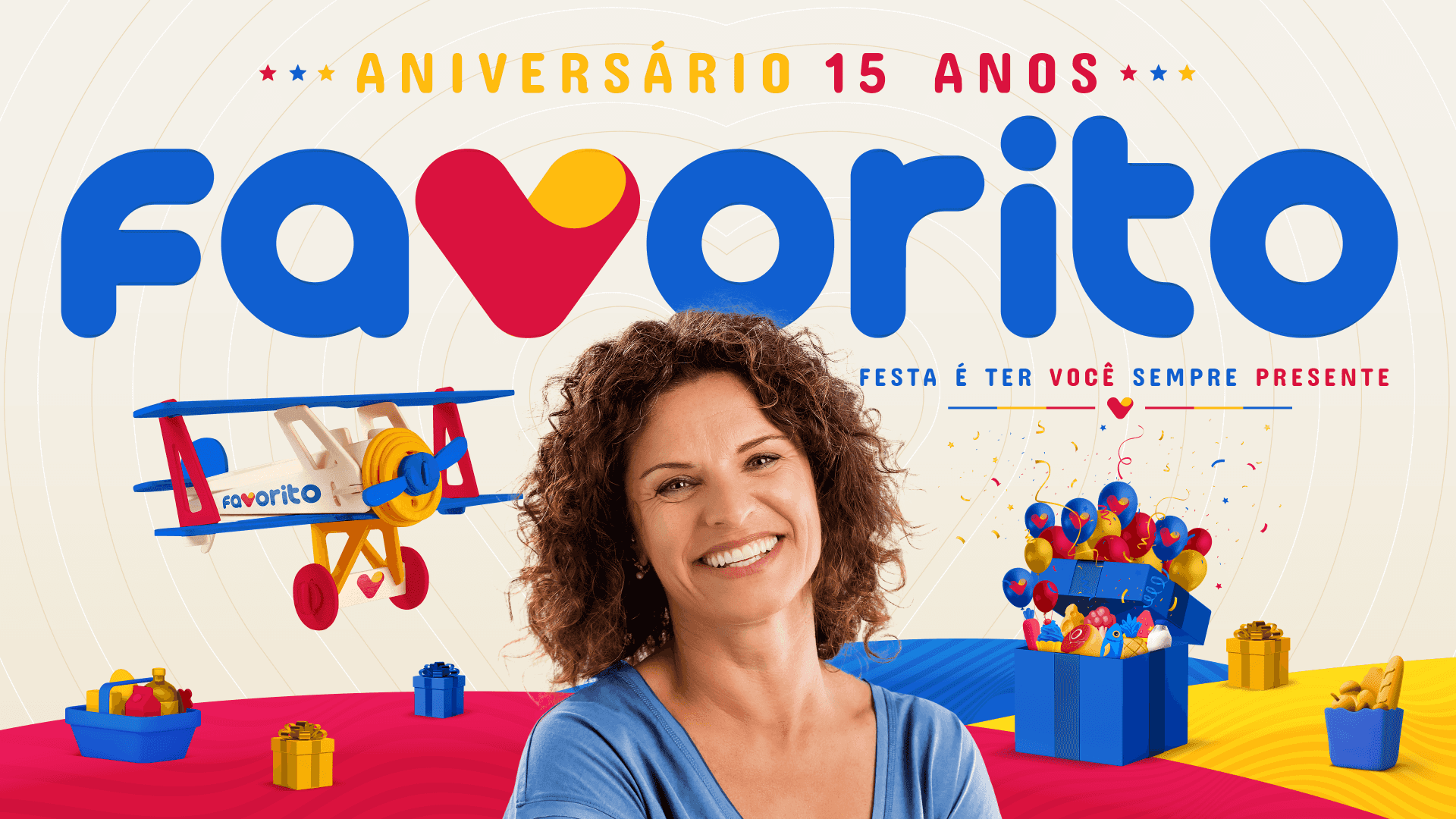 Variação da peça principal dos 15 anos do Favorito, em fundo claro